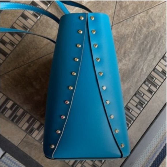 Michael Kors Manhattan Large Tote Leather Color Lagoon - Picture 12 of 16